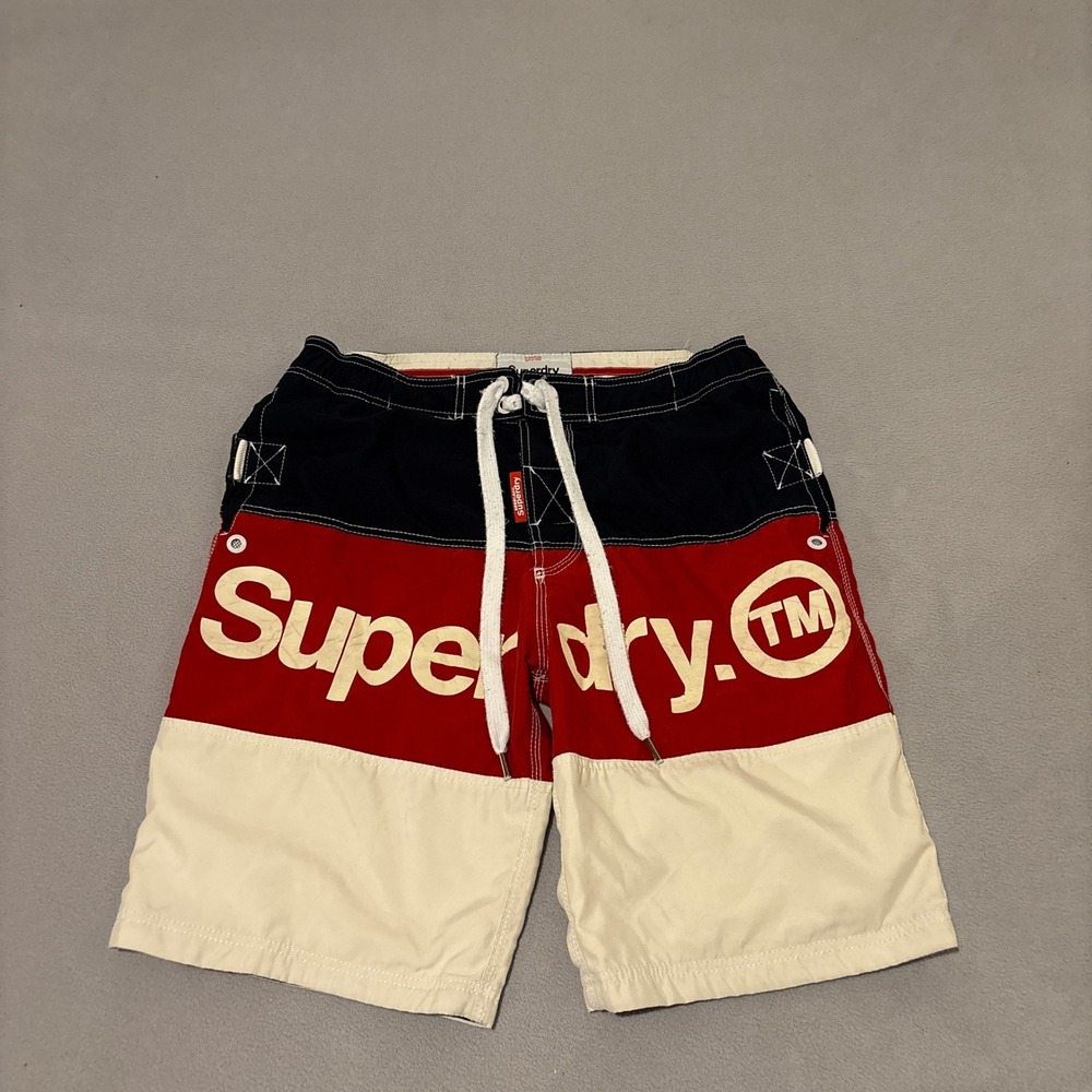 Superdry Swim Trunk Board Shorts Navy Red White Colorblock Medium Summer Outdoor